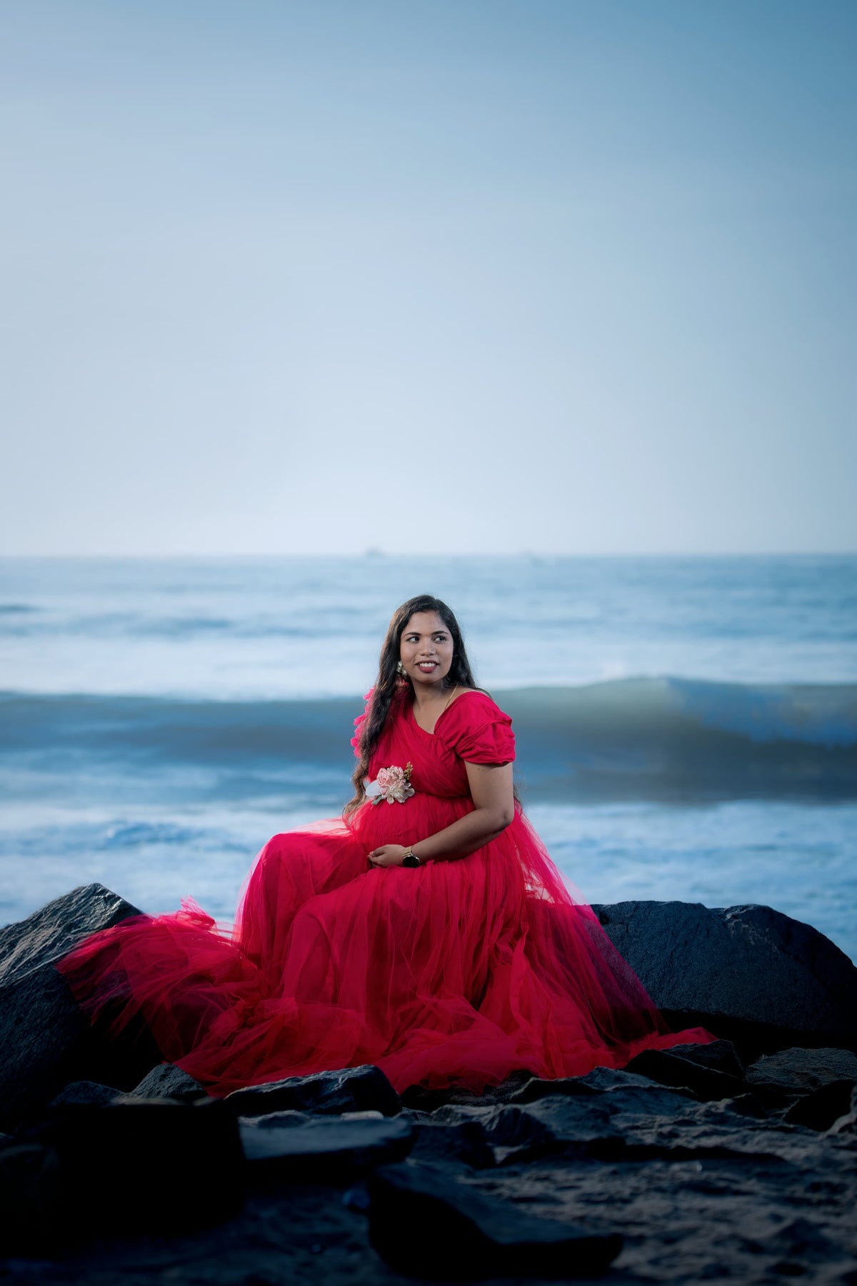 Hot pink netted gown