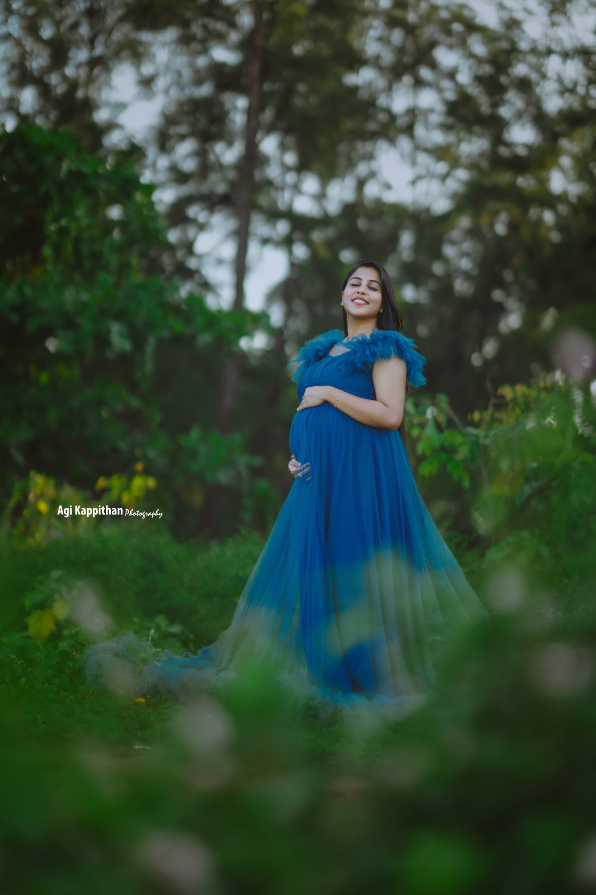 Peacock blue Netted gown