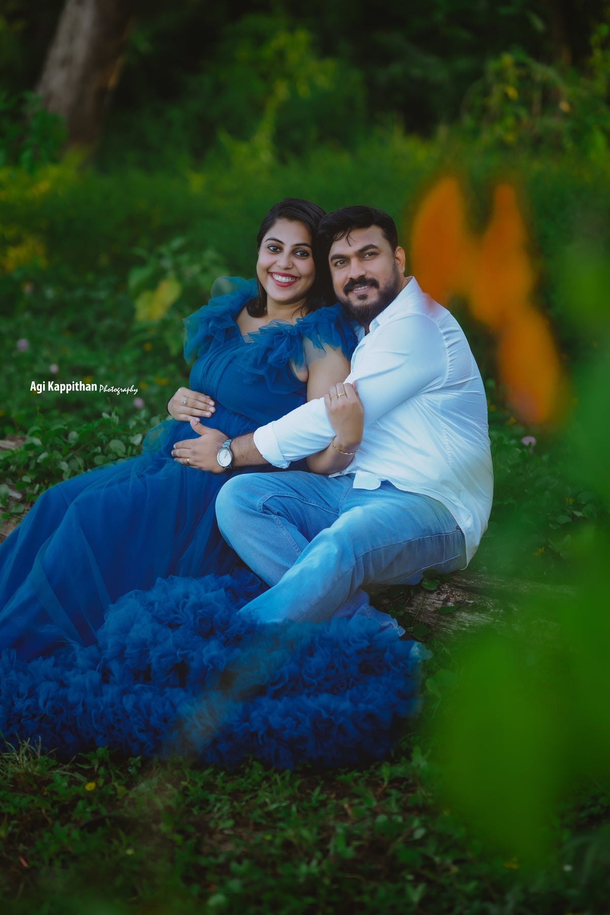 Peacock blue Netted gown