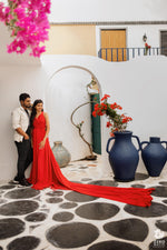Red Cap Sleeve Gown