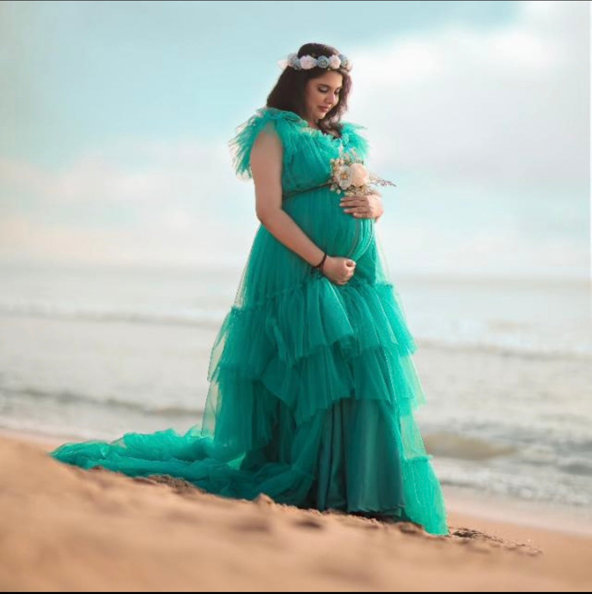 Turquoise Blue NettedGown