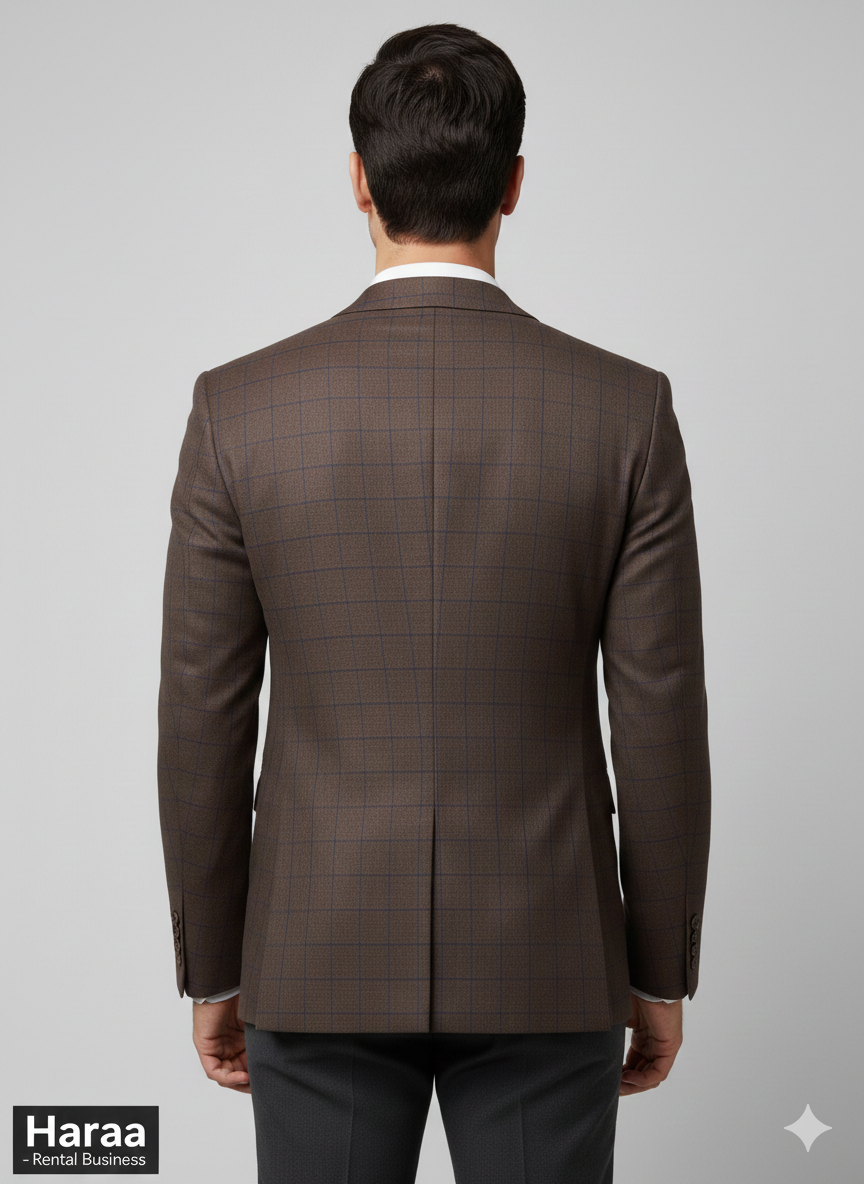 Walnut Checkered Slim Blazer
