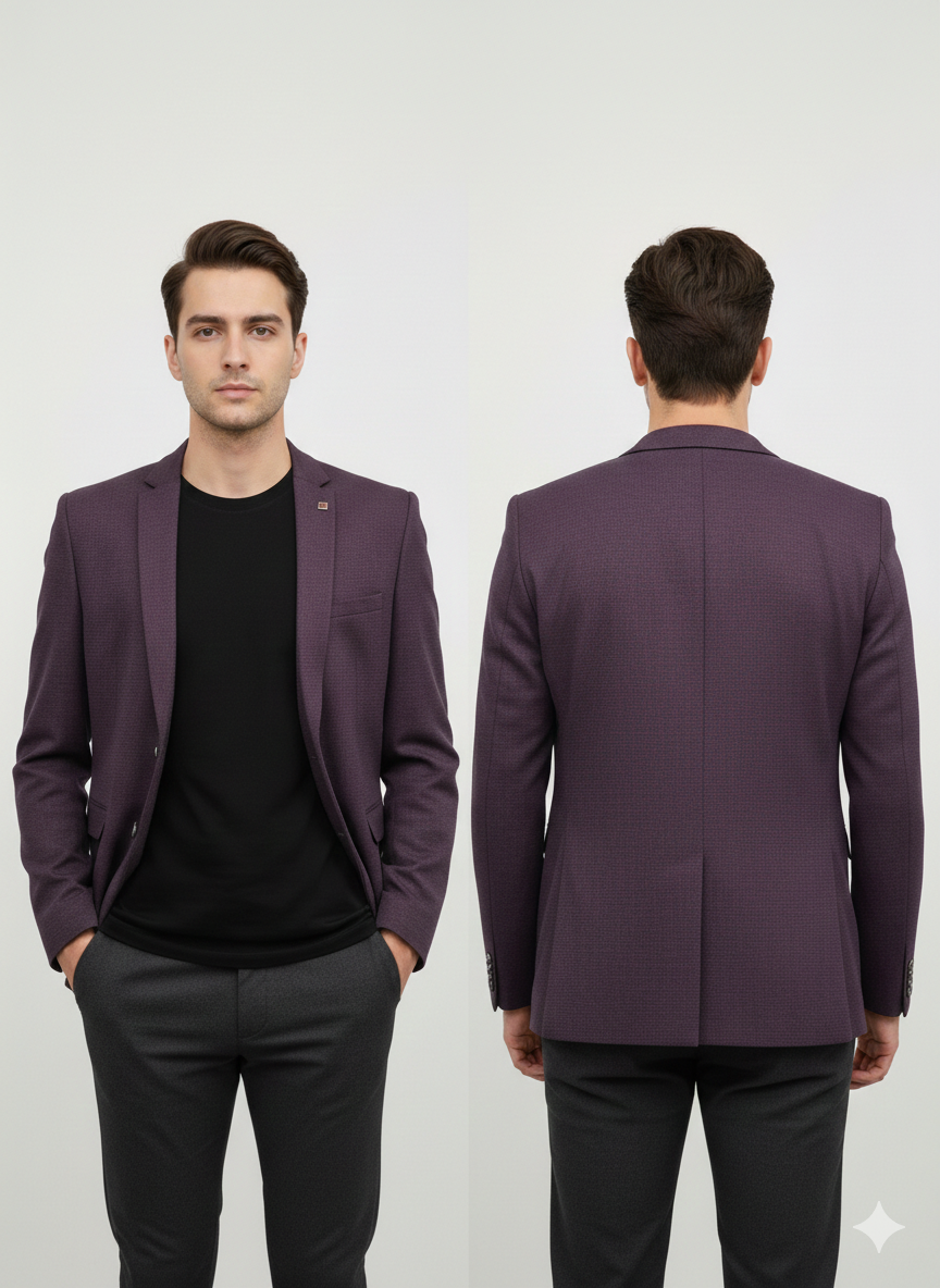 Plum Textured SlimBlazer