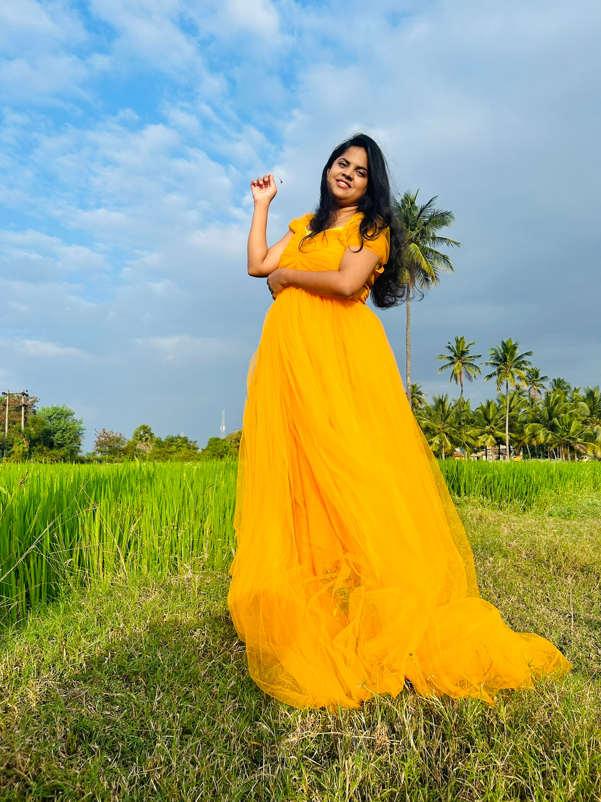 Sunflower Yellow Netted Gown