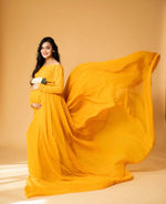 Mustard Yellow full hand georgette Gown