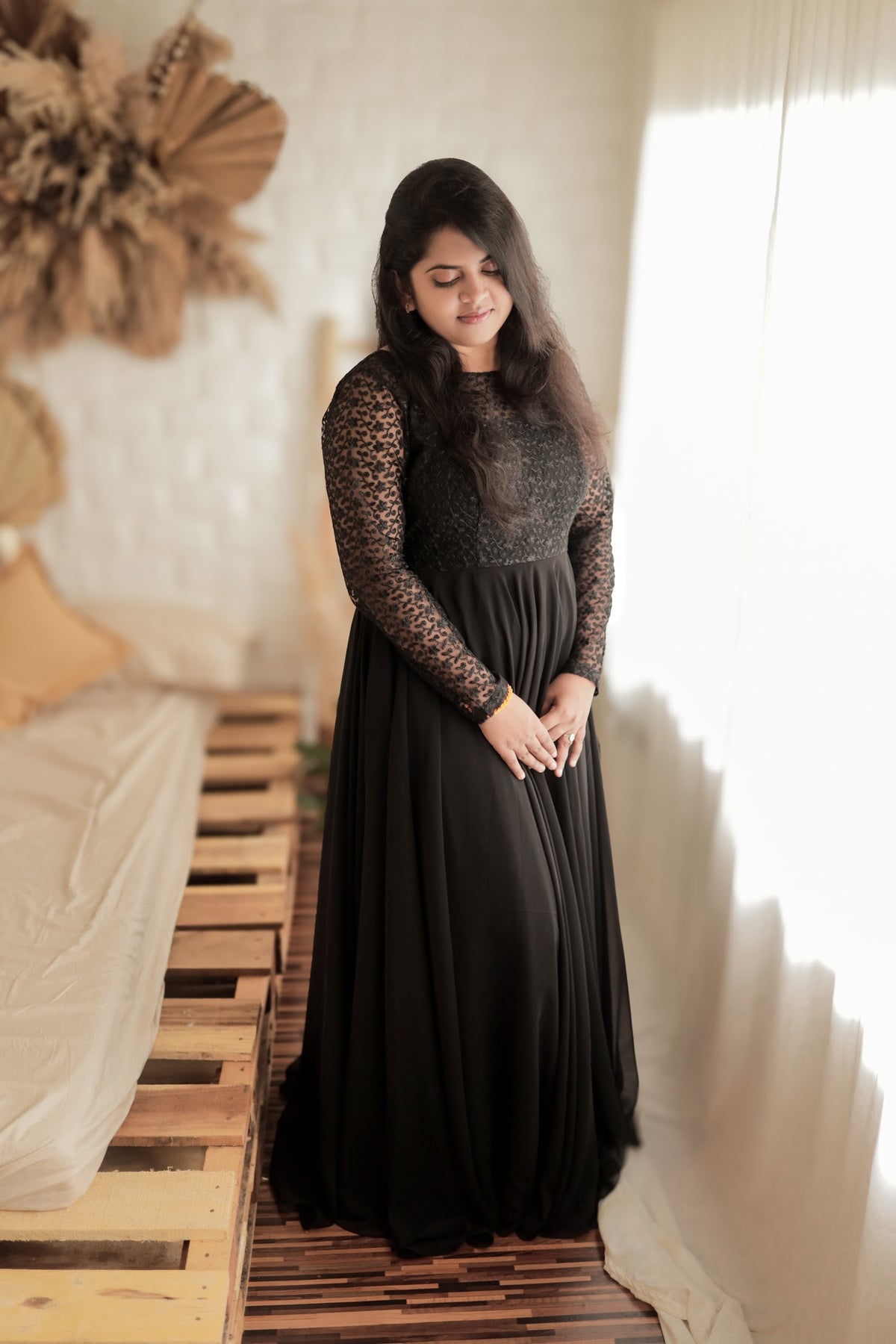 Black Full Hand Georgette Gown