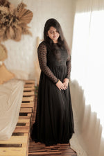 Black Full Hand Georgette Gown