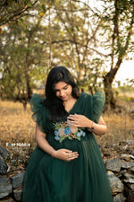 Olive Green Netted Gown