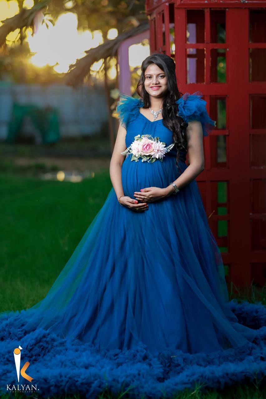 Peacock blue Netted gown