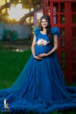 Peacock blue Netted gown