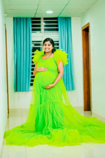 Parrot green netted gown
