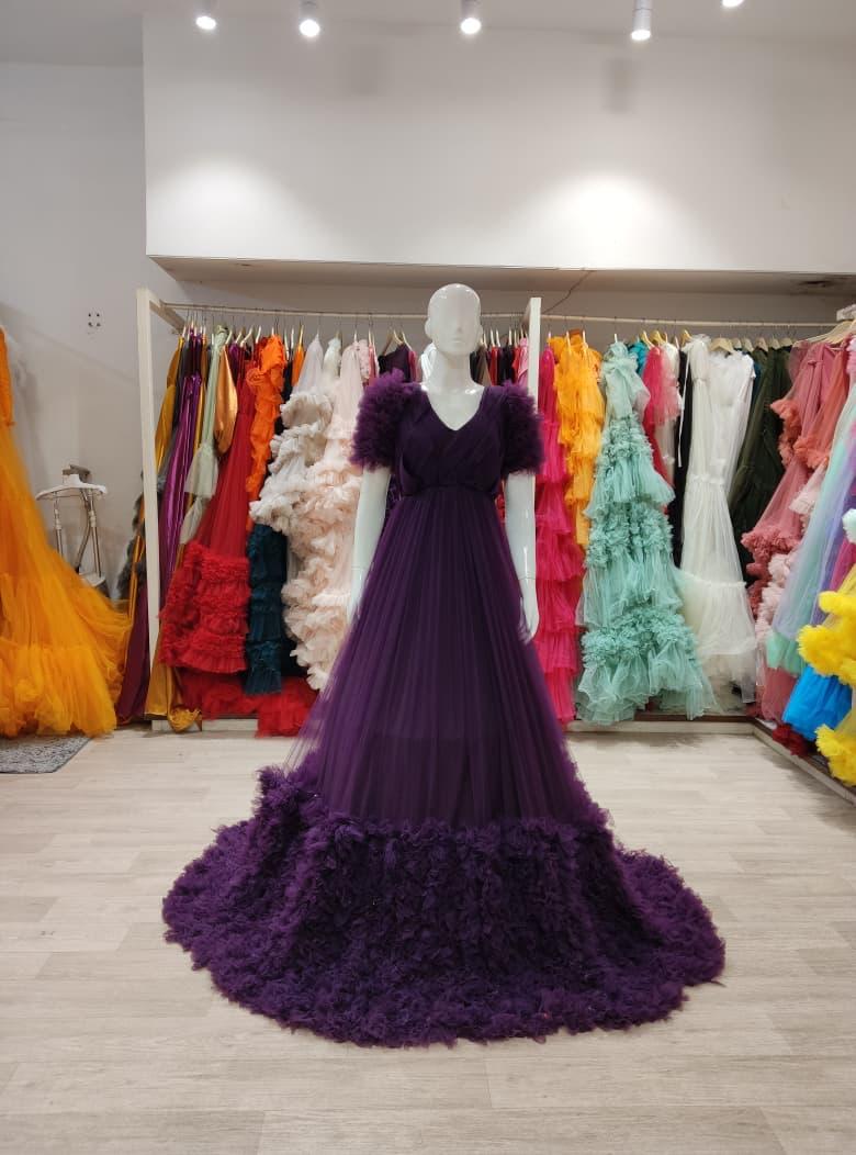 Wine Ruffled RentalGown