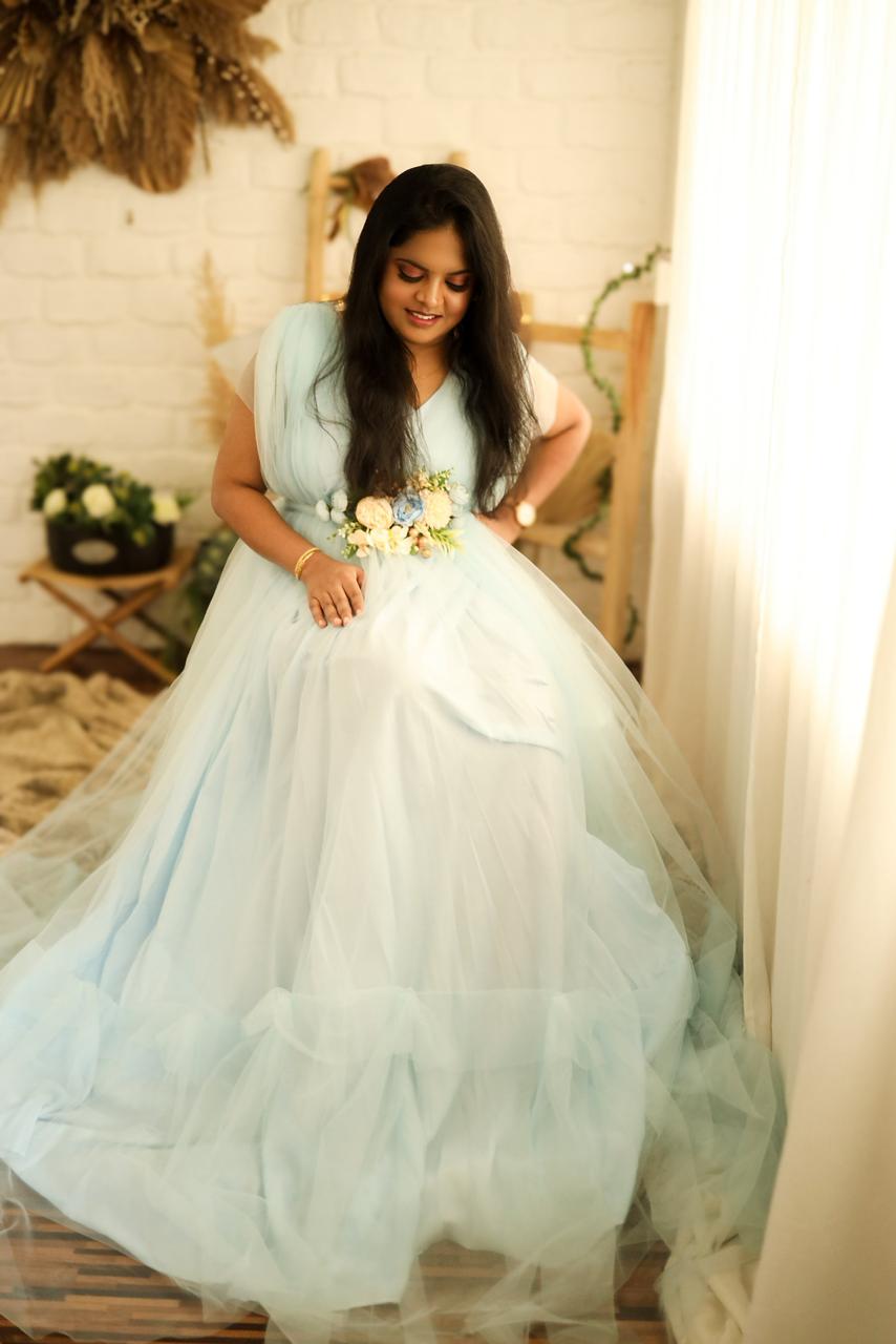 Skyblue Netted Gown