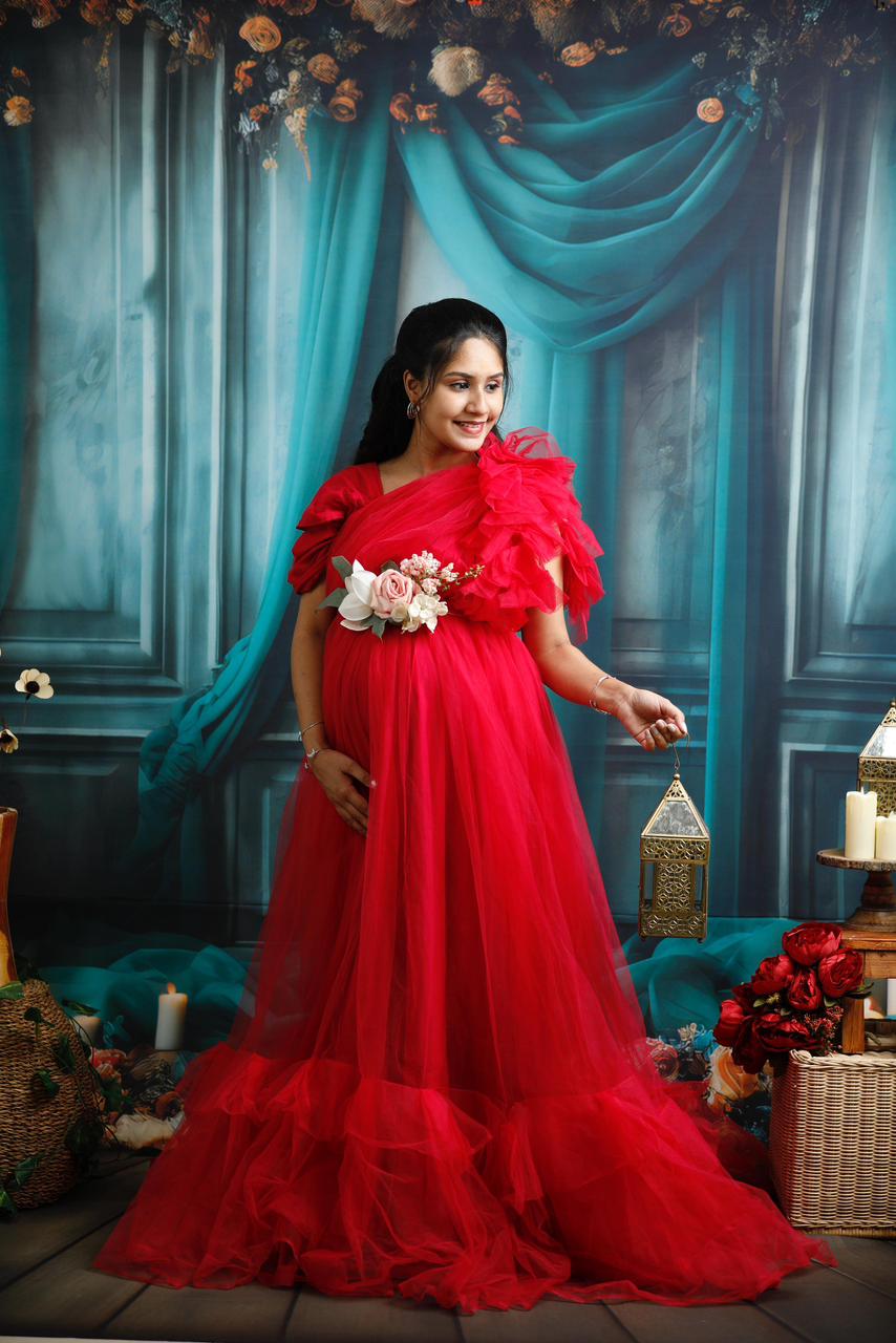 Hot pink netted gown