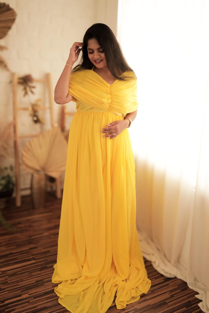 Yellow Georgette Gown