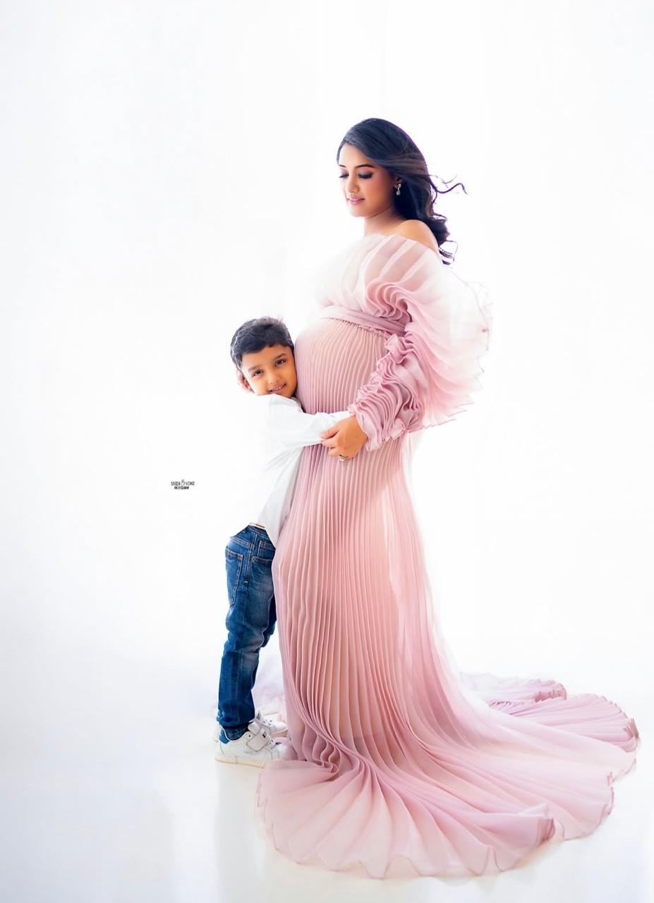 Peach onion flowy gown