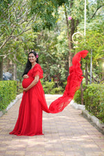 Red long Tail Gown