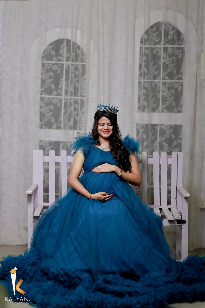 Peacock blue Netted gown