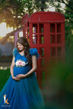 Peacock blue Netted gown