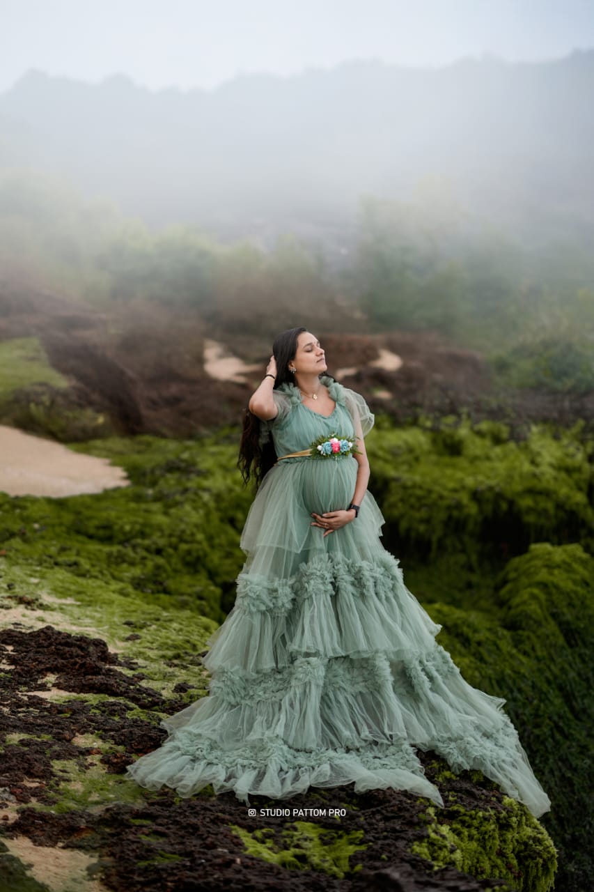 Sea Green RuffledRentalGown