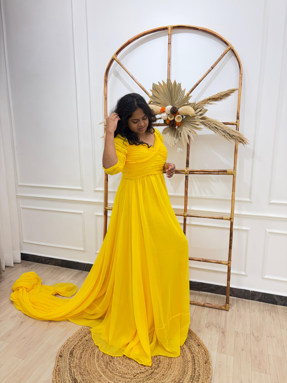 Yellow Long Tail Rental Gown
