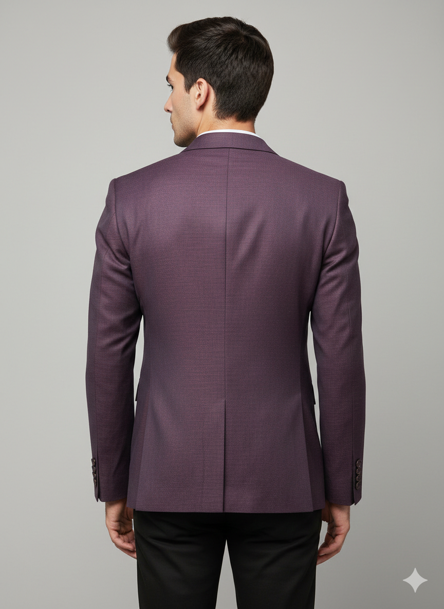 Deep Plum Textured Slim Blazer