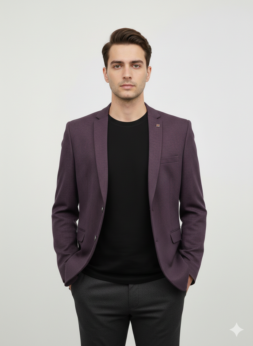 Plum Textured SlimBlazer