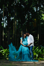 Turquoise Blue Netted Rental  Gown