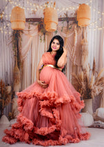 Brick Ruffled RentalGown