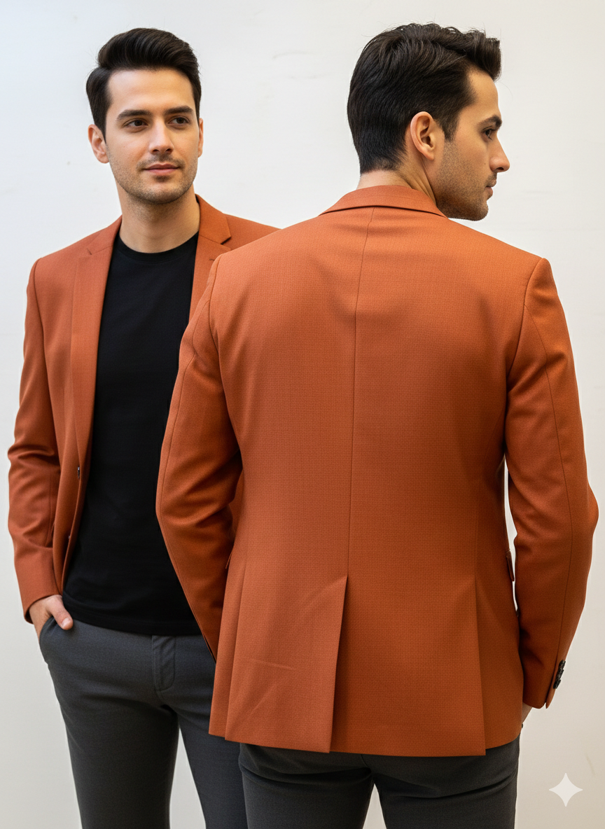 Burnt Orange Slim Fit Blazer