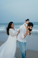 White Full Hand Long Tail Gown