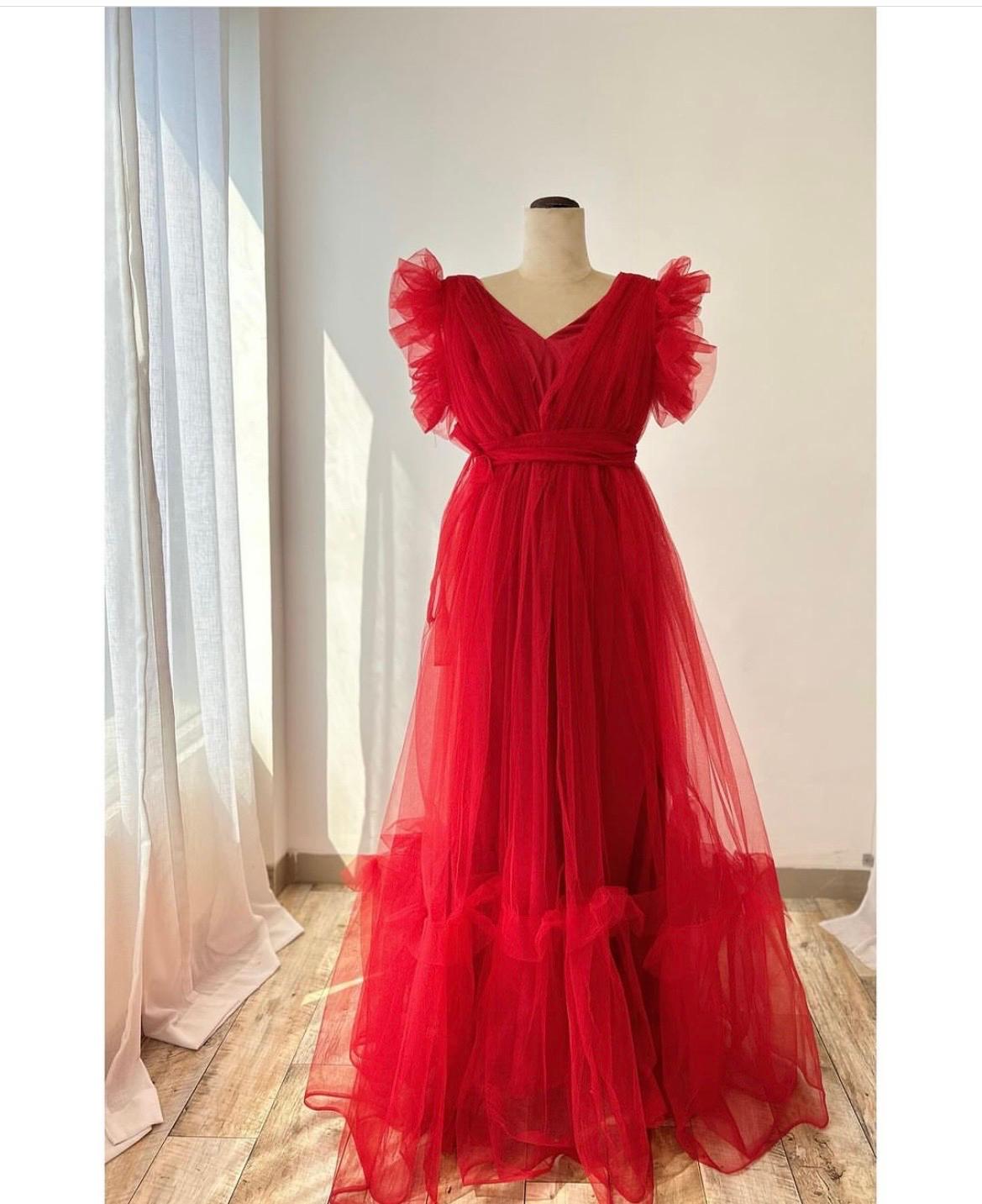 Red Netted Gown