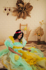 Multicolour Netted Rental Gown