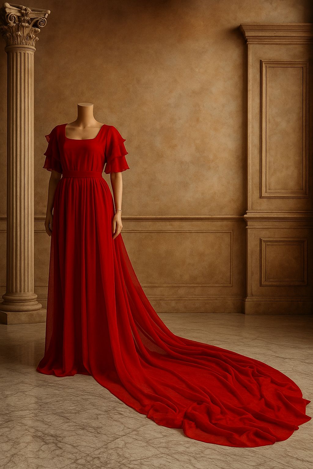 Maroon Long Tail RentalGown