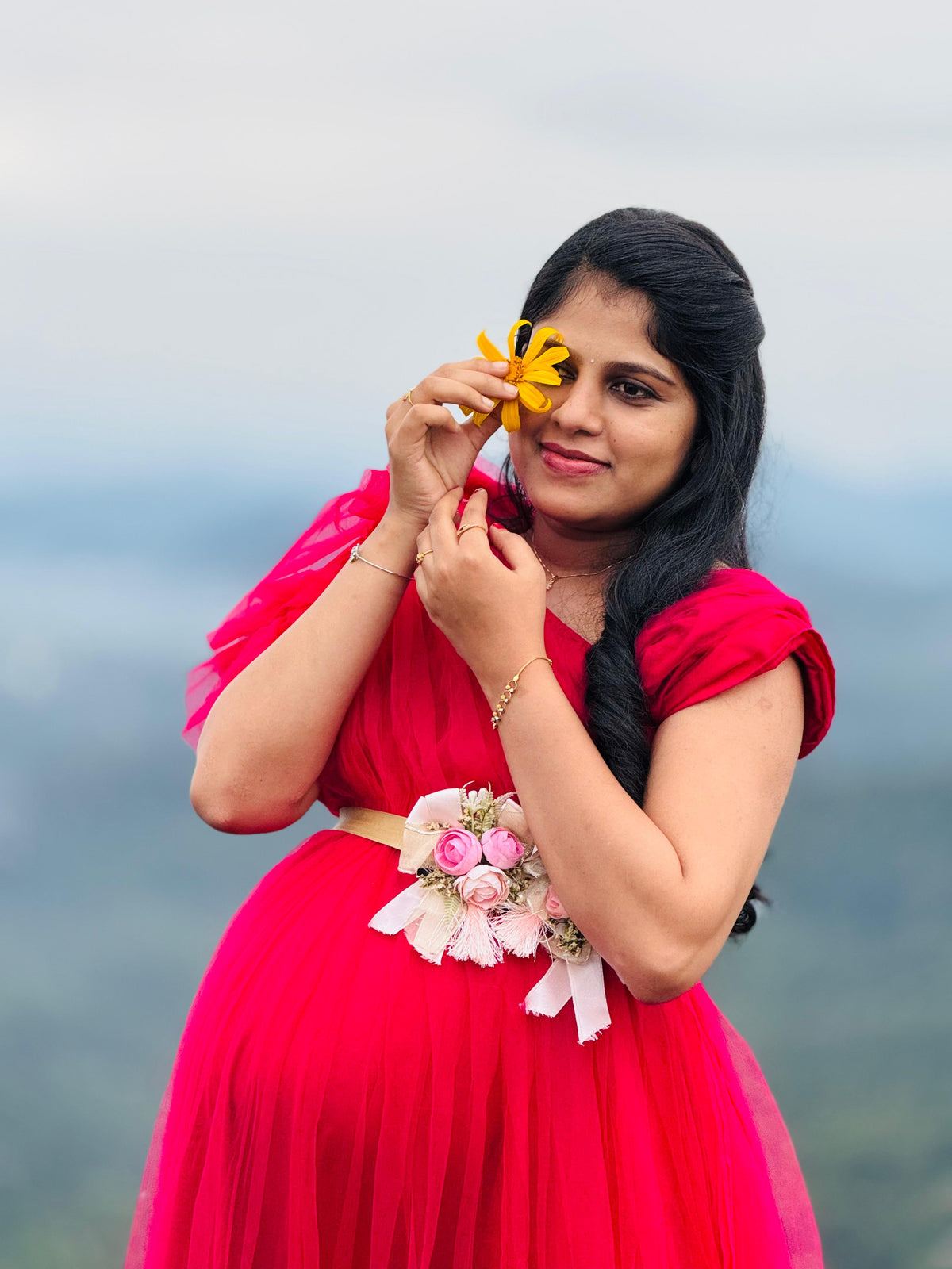 Hot pink netted gown