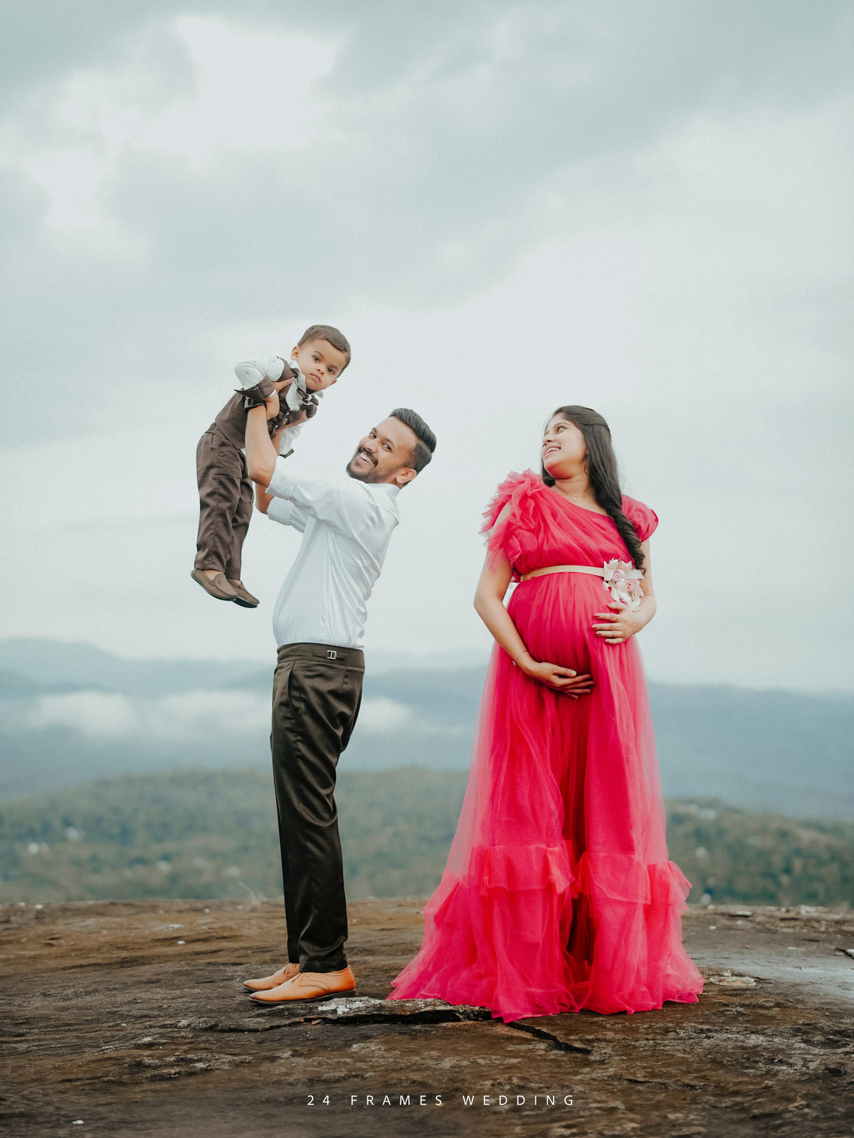 Hot pink netted gown