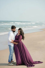 Grape Georgette Long Tail Gown