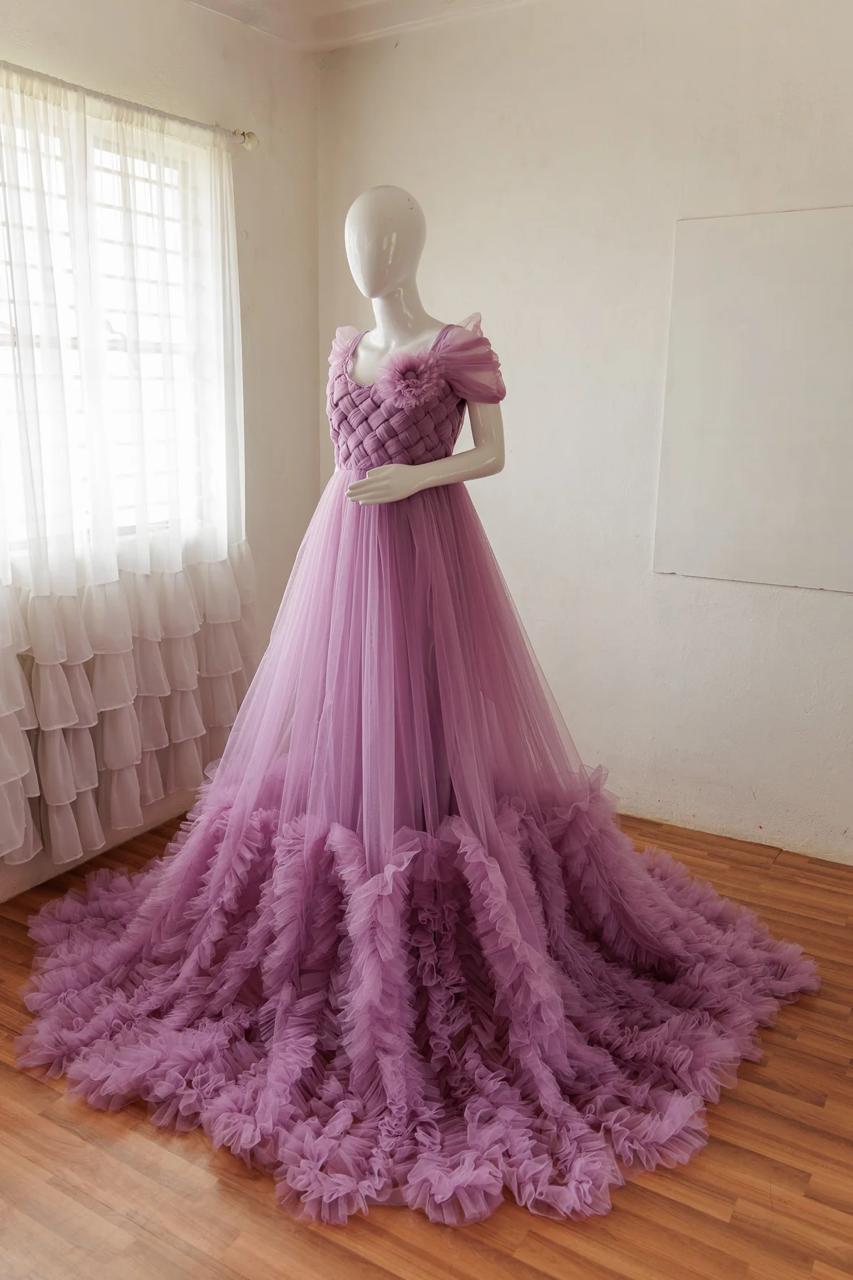 Lavendar Ruffled Rental Gown