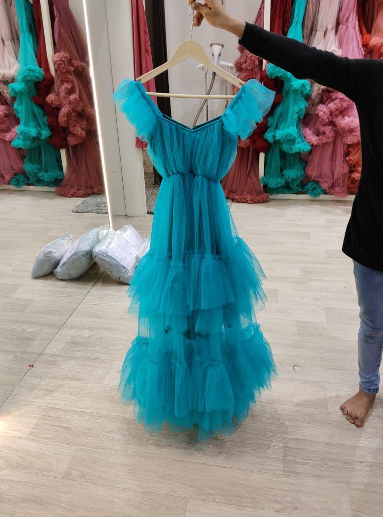 Turquoise Blue Netted Gown Daughter