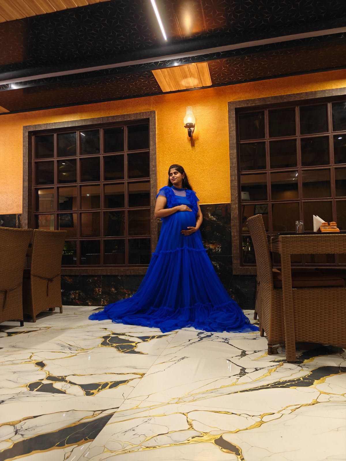 Royal Blue Netted RentalGown