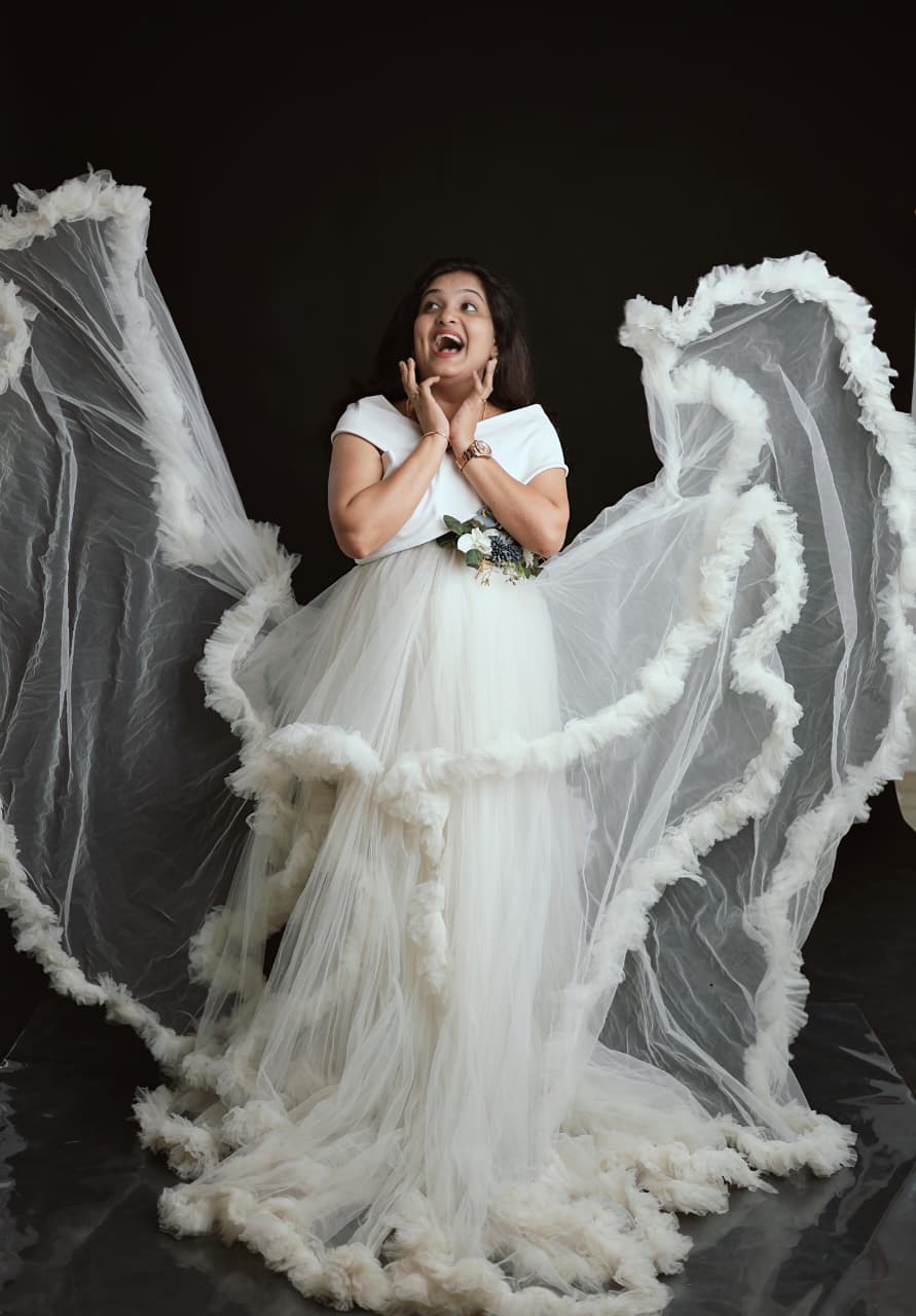 White Ruffled RentalGown