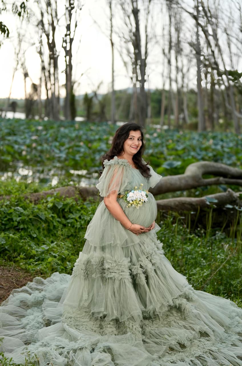 Sea Green RuffledRentalGown