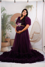 Wine Ruffled RentalGown
